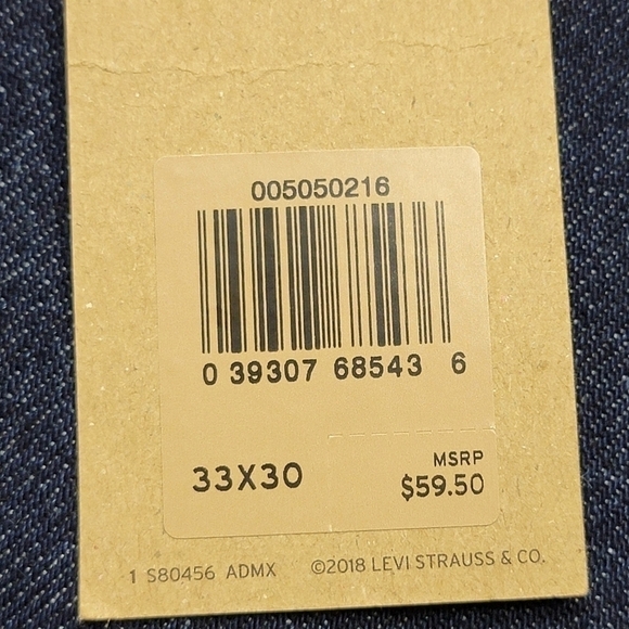 NEW Levi's Men's 505 Regular Straight Leg Sz 33X30 Dark Wash Denim Blue Jeans - Picture 14 of 16